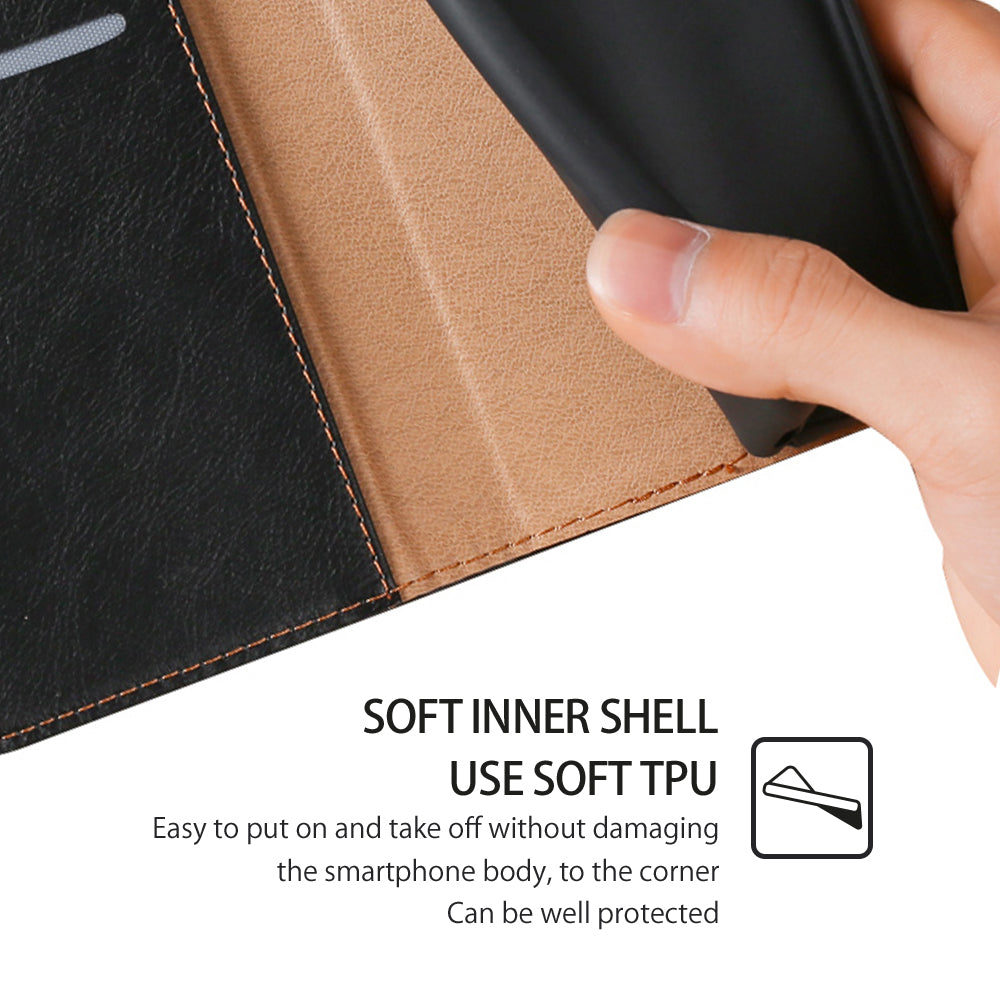 Uniqkart for Xiaomi Redmi Note 12S 4G Magnetic Phone Case Stand Wallet PU Leather + TPU Phone Shell Cover - Black