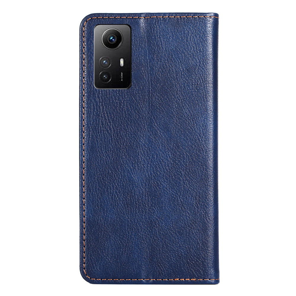 Uniqkart for Xiaomi Redmi Note 12S 4G Magnetic Phone Case Stand Wallet PU Leather + TPU Phone Shell Cover - Blue