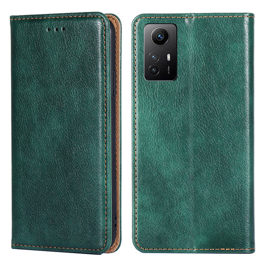 Uniqkart for Xiaomi Redmi Note 12S 4G Magnetic Phone Case Stand Wallet PU Leather + TPU Phone Shell Cover - Green