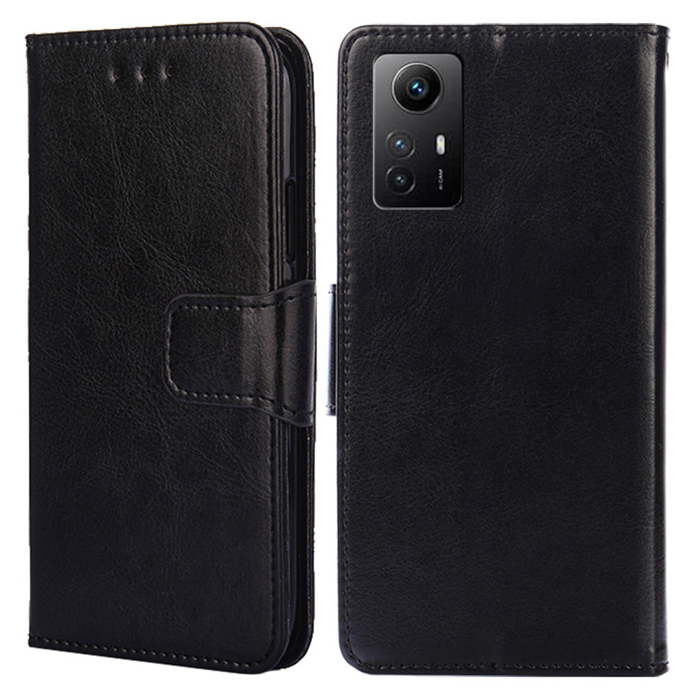 Uniqkart for Xiaomi Redmi Note 12S 4G Strong Magnetic Closure Phone Case Textured PU Leather Wallet Stand Cover - Black