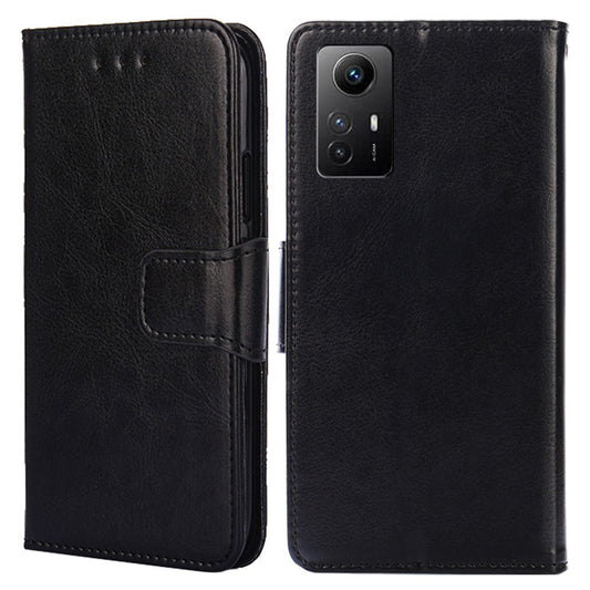 Uniqkart for Xiaomi Redmi Note 12S 4G Strong Magnetic Closure Phone Case Textured PU Leather Wallet Stand Cover - Black