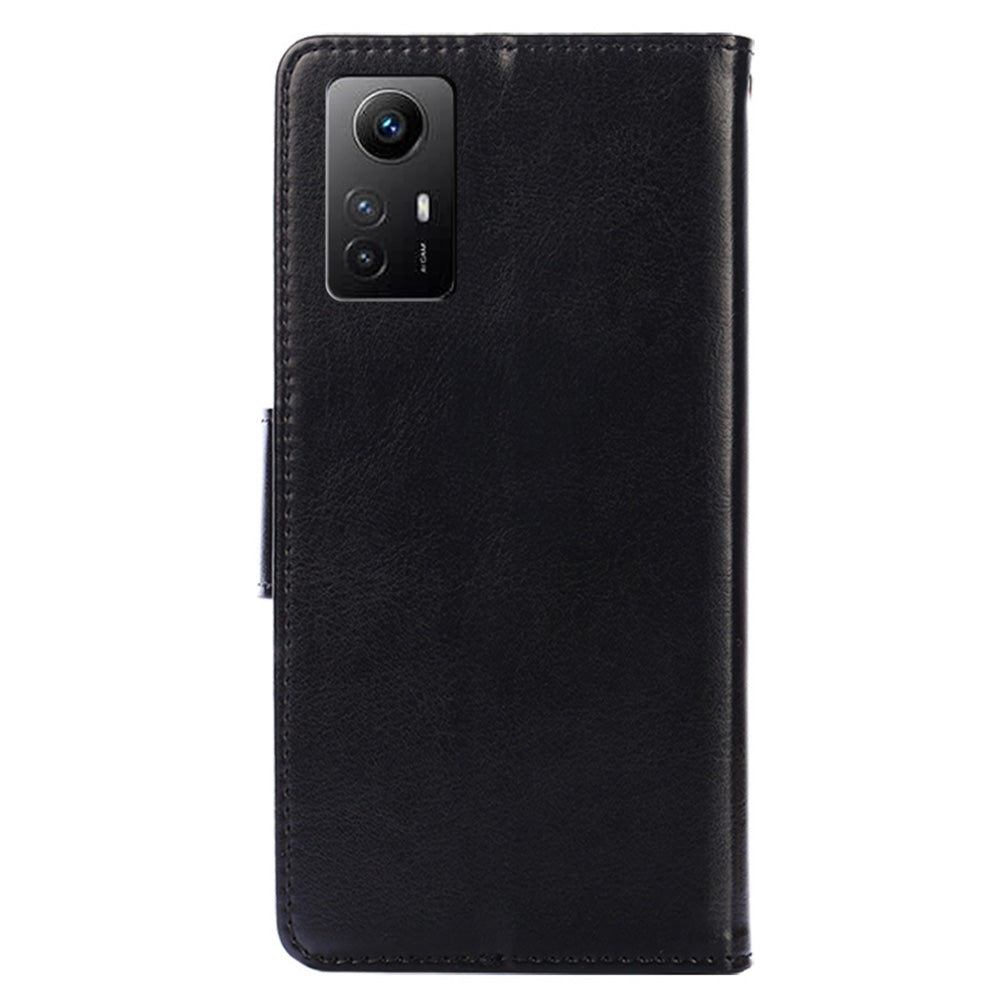 Uniqkart for Xiaomi Redmi Note 12S 4G Strong Magnetic Closure Phone Case Textured PU Leather Wallet Stand Cover - Black