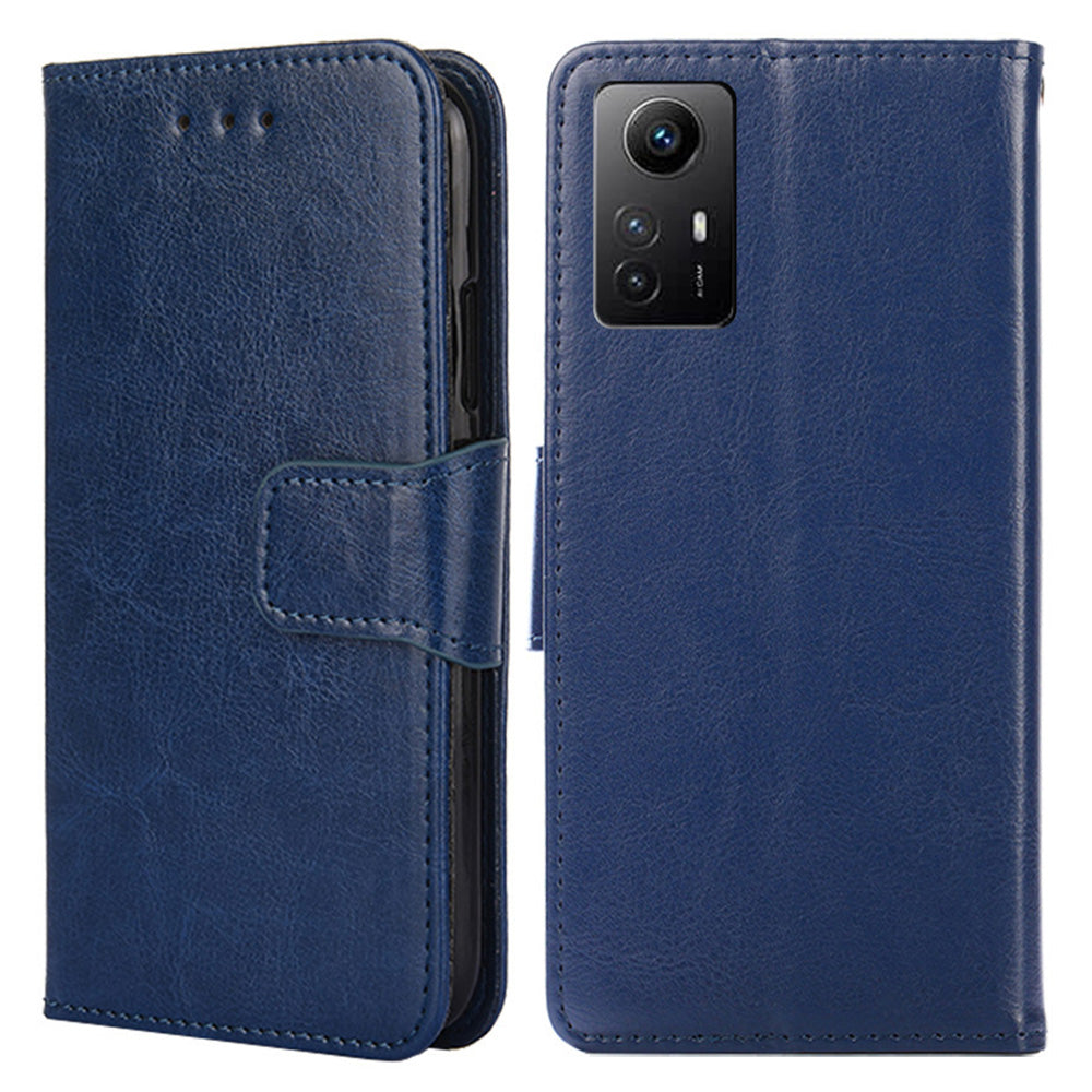 Uniqkart for Xiaomi Redmi Note 12S 4G Strong Magnetic Closure Phone Case Textured PU Leather Wallet Stand Cover - Sapphire