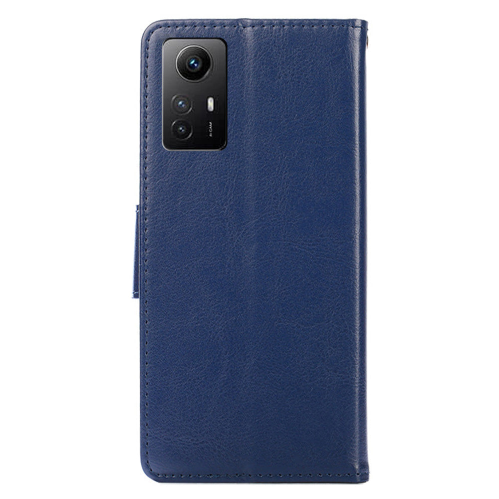 Uniqkart for Xiaomi Redmi Note 12S 4G Strong Magnetic Closure Phone Case Textured PU Leather Wallet Stand Cover - Sapphire