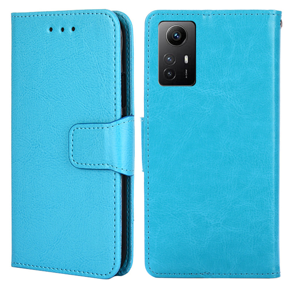Uniqkart for Xiaomi Redmi Note 12S 4G Strong Magnetic Closure Phone Case Textured PU Leather Wallet Stand Cover - Baby Blue