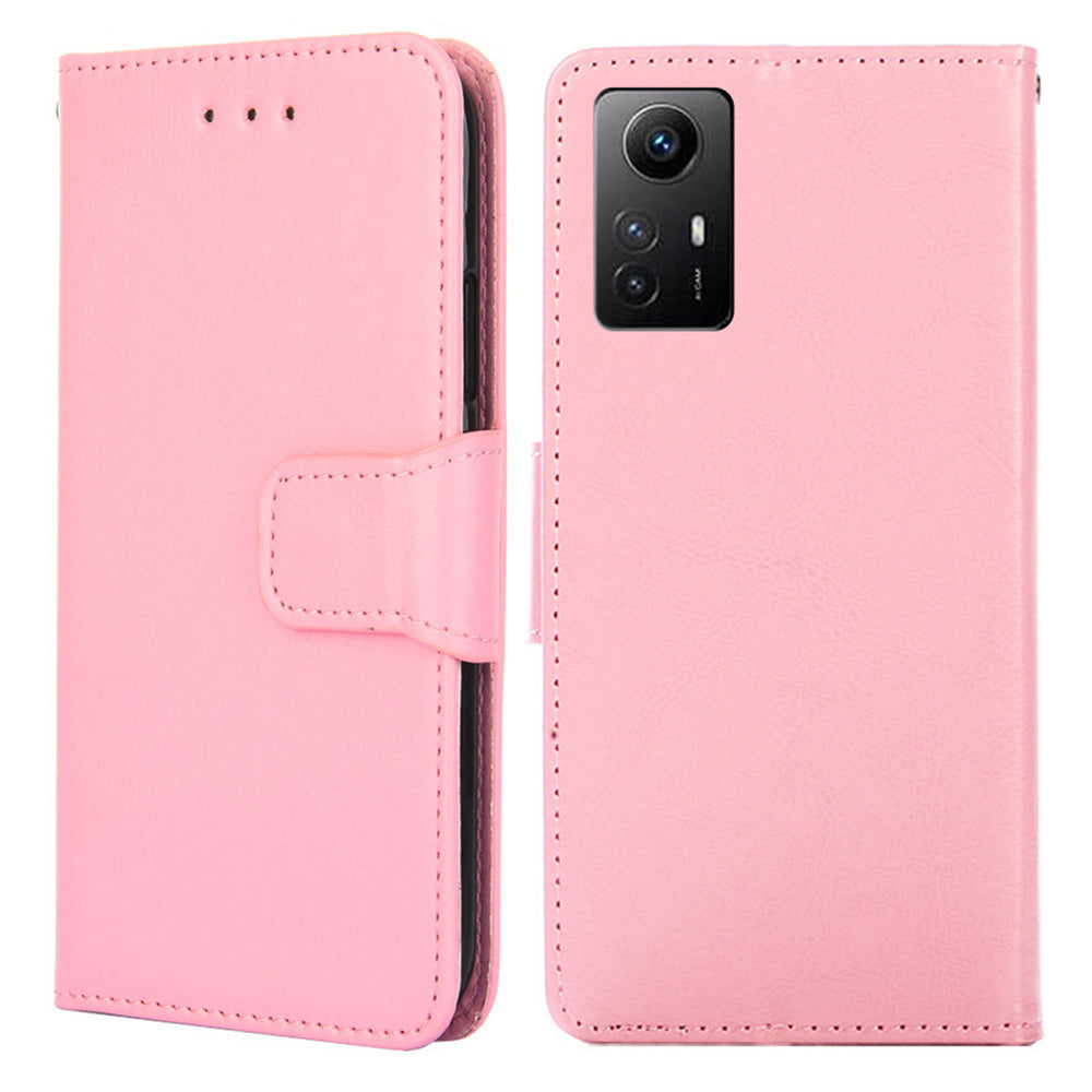 Uniqkart for Xiaomi Redmi Note 12S 4G Strong Magnetic Closure Phone Case Textured PU Leather Wallet Stand Cover - Pink