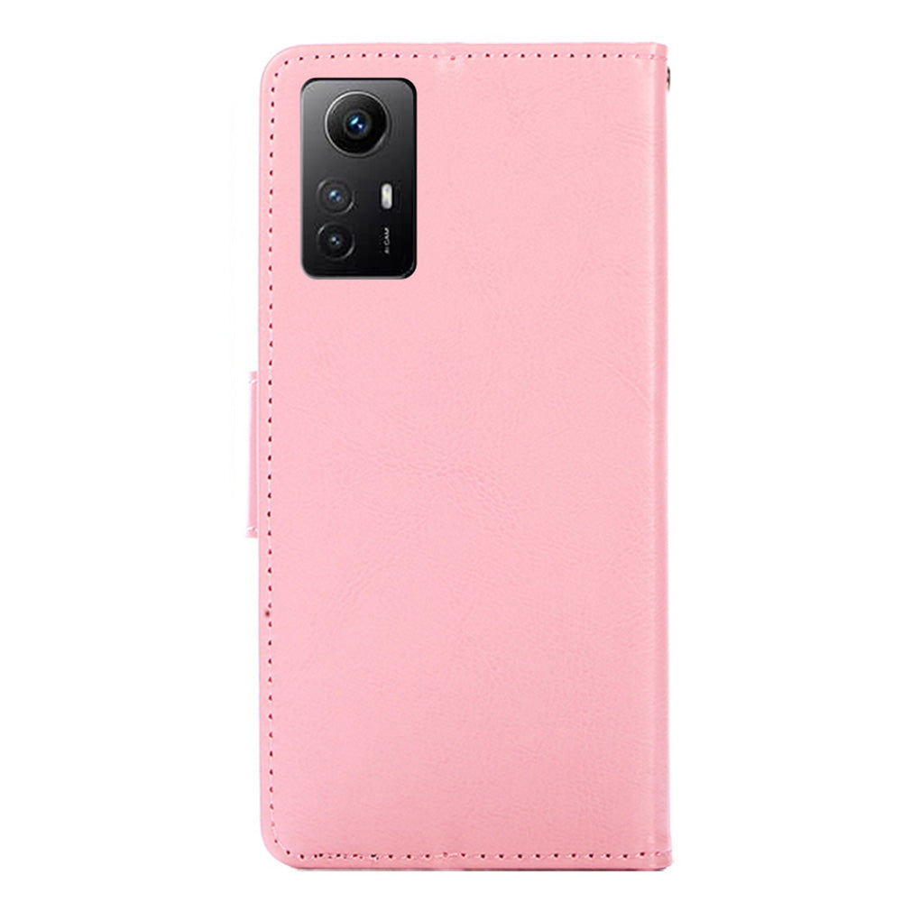 Uniqkart for Xiaomi Redmi Note 12S 4G Strong Magnetic Closure Phone Case Textured PU Leather Wallet Stand Cover - Pink