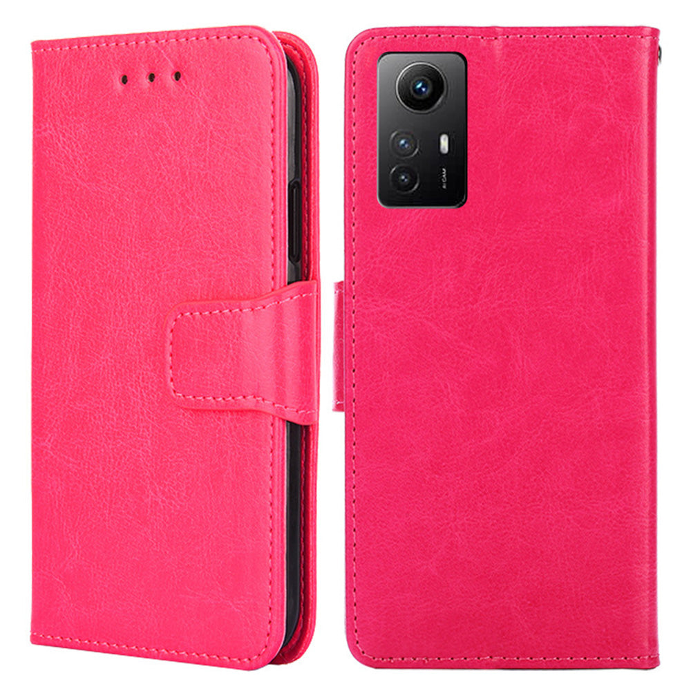 Uniqkart for Xiaomi Redmi Note 12S 4G Strong Magnetic Closure Phone Case Textured PU Leather Wallet Stand Cover - Rose