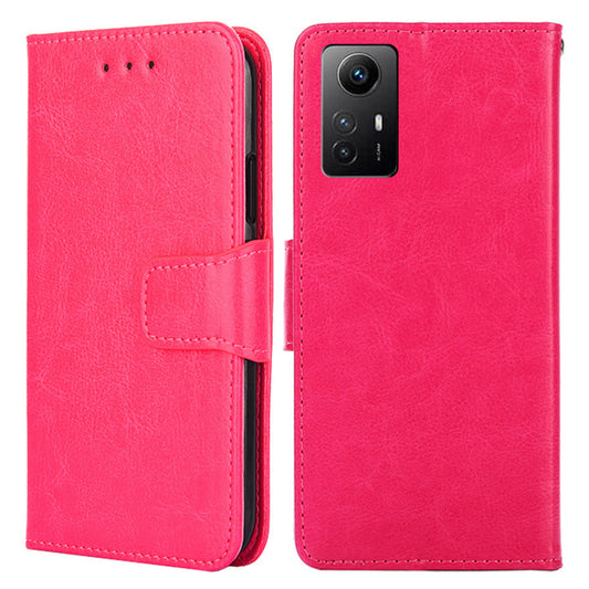 Uniqkart for Xiaomi Redmi Note 12S 4G Strong Magnetic Closure Phone Case Textured PU Leather Wallet Stand Cover - Rose