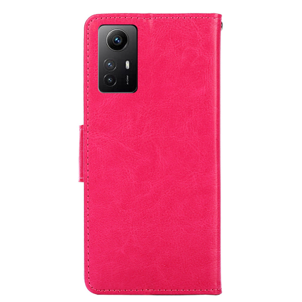 Uniqkart for Xiaomi Redmi Note 12S 4G Strong Magnetic Closure Phone Case Textured PU Leather Wallet Stand Cover - Rose