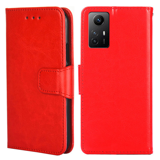 Uniqkart for Xiaomi Redmi Note 12S 4G Strong Magnetic Closure Phone Case Textured PU Leather Wallet Stand Cover - Red