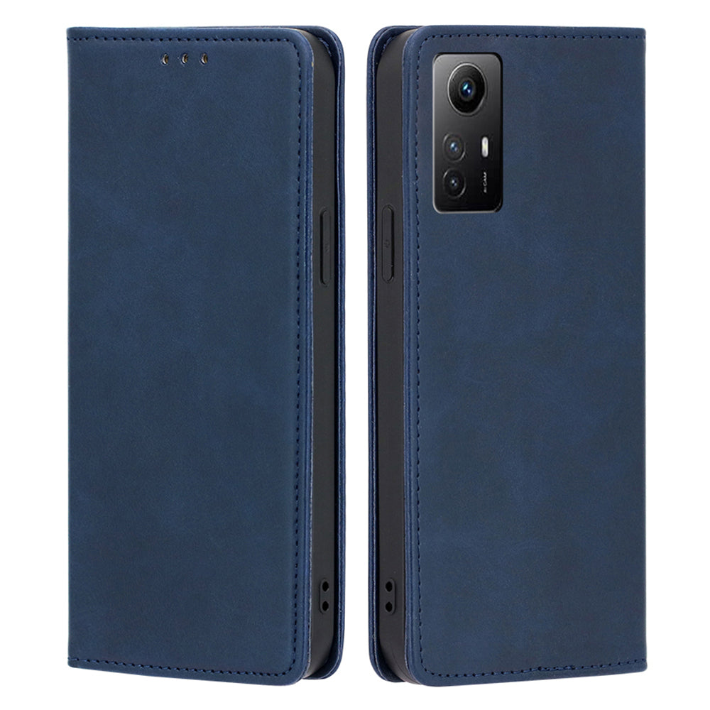 Uniqkart for Xiaomi Redmi Note 12S 4G PU Leather Wallet Case Calf Texture Phone Stand Cover - Sapphire