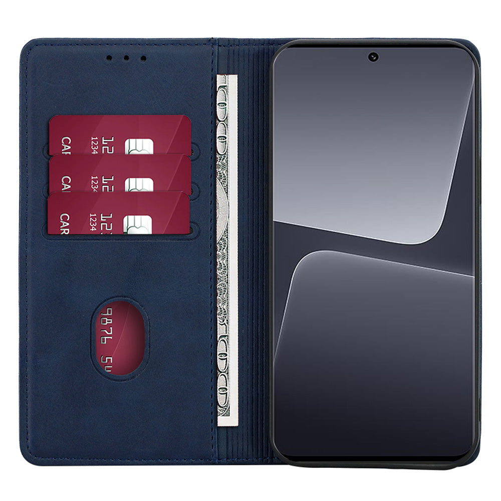 Uniqkart for Xiaomi Redmi Note 12S 4G PU Leather Wallet Case Calf Texture Phone Stand Cover - Sapphire