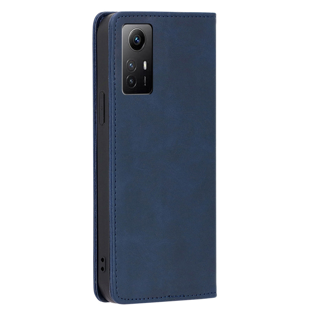 Uniqkart for Xiaomi Redmi Note 12S 4G PU Leather Wallet Case Calf Texture Phone Stand Cover - Sapphire