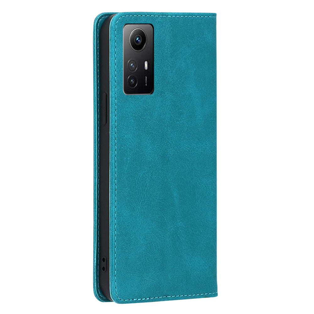Uniqkart for Xiaomi Redmi Note 12S 4G PU Leather Wallet Case Calf Texture Phone Stand Cover - Baby Blue