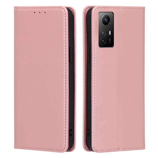 Uniqkart for Xiaomi Redmi Note 12S 4G PU Leather Wallet Case Calf Texture Phone Stand Cover - Rose Gold