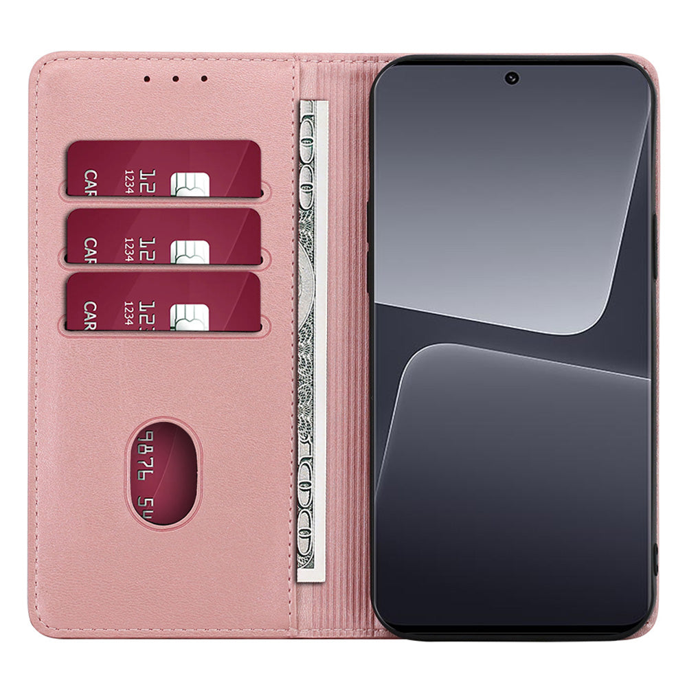 Uniqkart for Xiaomi Redmi Note 12S 4G PU Leather Wallet Case Calf Texture Phone Stand Cover - Rose Gold