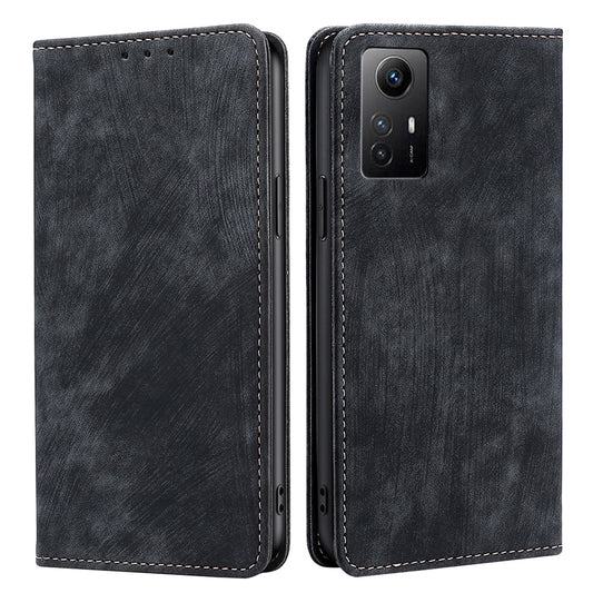 Uniqkart for Xiaomi Redmi Note 12S 4G RFID Blocking Stand Wallet Case PU Leather Shockproof Phone Cover - Black