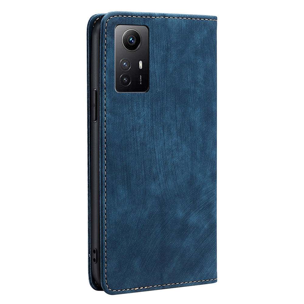 Uniqkart for Xiaomi Redmi Note 12S 4G RFID Blocking Stand Wallet Case PU Leather Shockproof Phone Cover - Blue