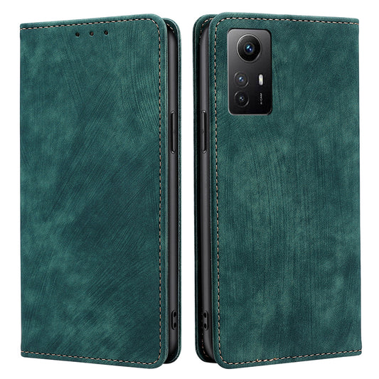 Uniqkart for Xiaomi Redmi Note 12S 4G RFID Blocking Stand Wallet Case PU Leather Shockproof Phone Cover - Green