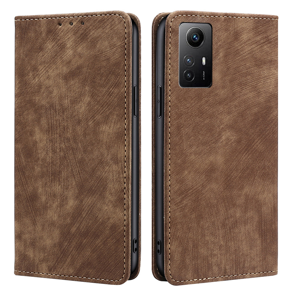Uniqkart for Xiaomi Redmi Note 12S 4G RFID Blocking Stand Wallet Case PU Leather Shockproof Phone Cover - Brown