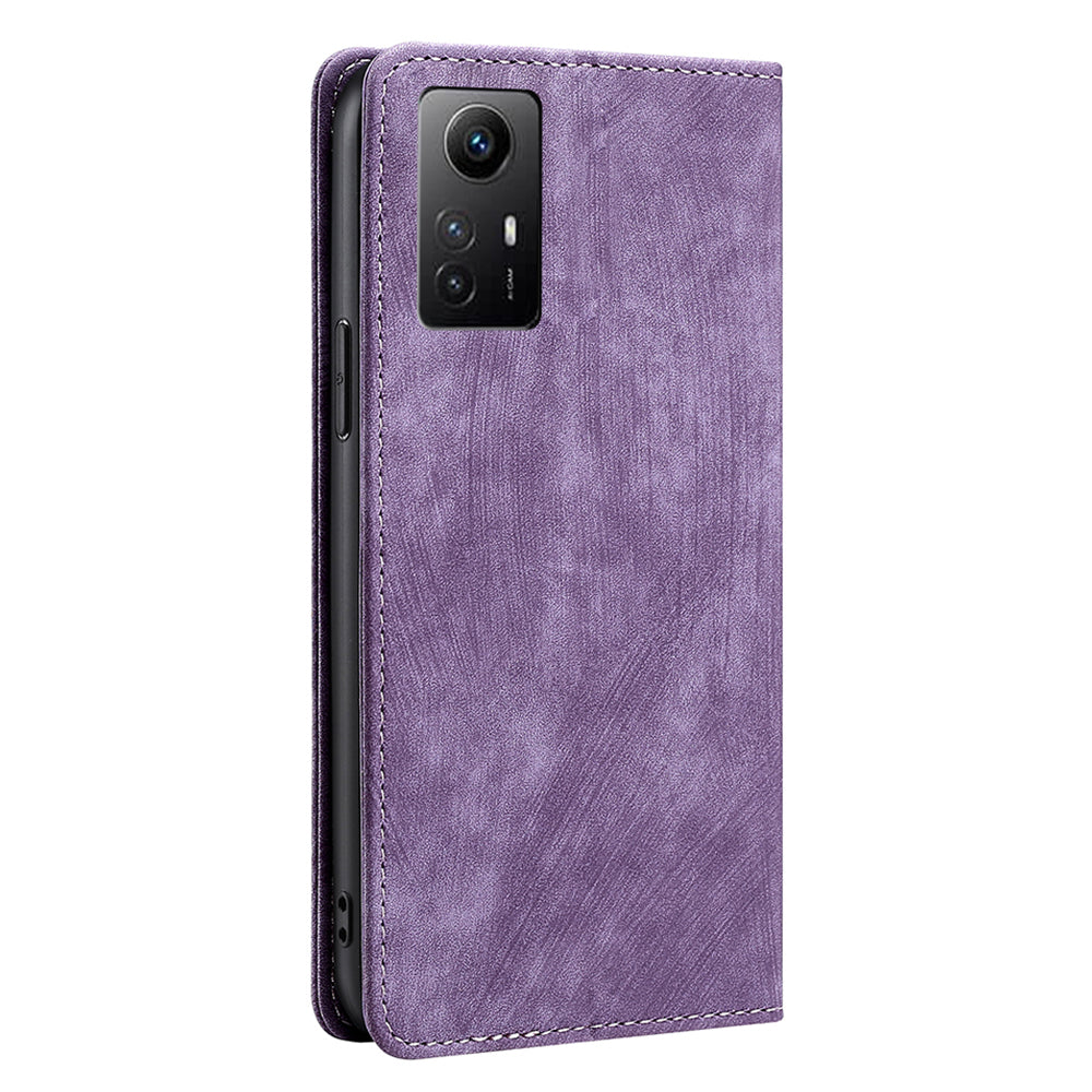 Uniqkart for Xiaomi Redmi Note 12S 4G RFID Blocking Stand Wallet Case PU Leather Shockproof Phone Cover - Purple
