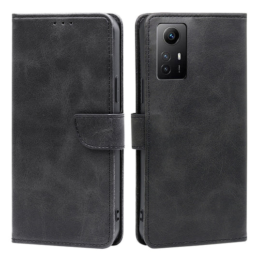 Uniqkart for Xiaomi Redmi Note 12S 4G Flip Stand PU Leather Wallet Case Calf Texture Phone Cover - Black