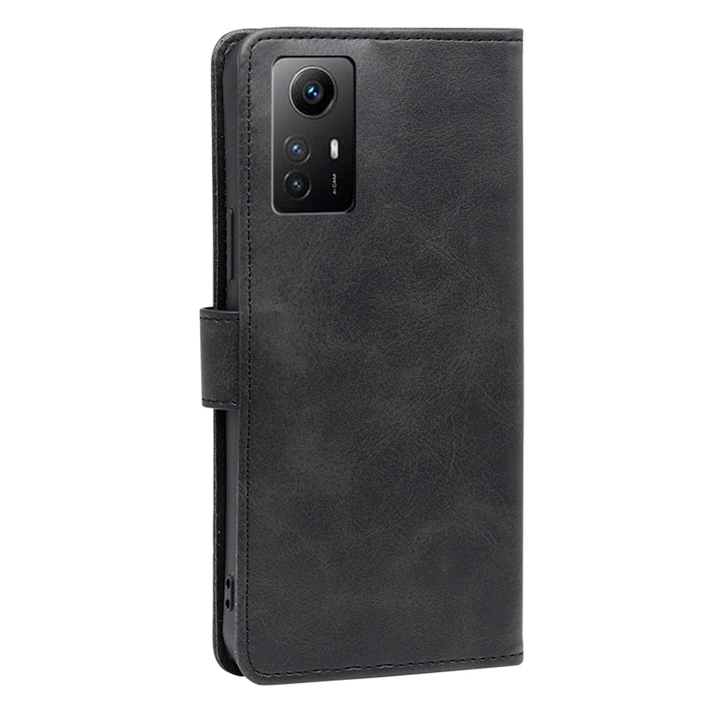 Uniqkart for Xiaomi Redmi Note 12S 4G Flip Stand PU Leather Wallet Case Calf Texture Phone Cover - Black