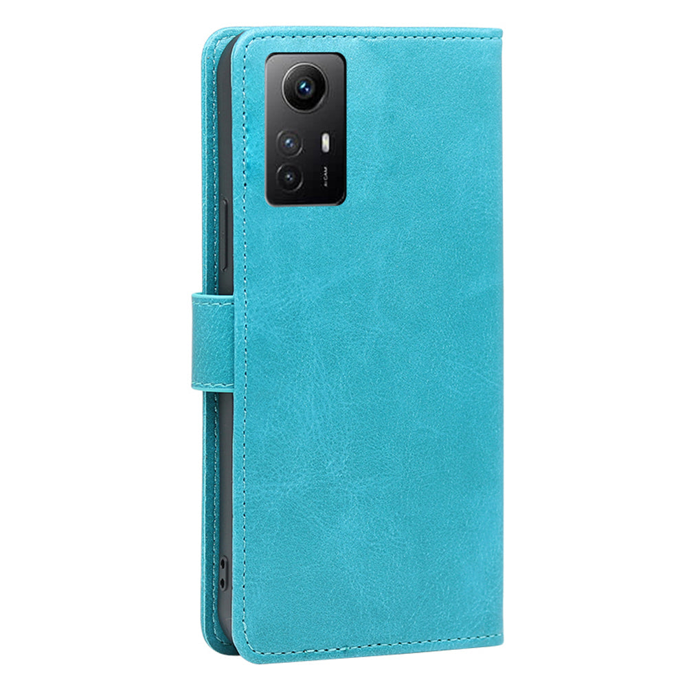 Uniqkart for Xiaomi Redmi Note 12S 4G Flip Stand PU Leather Wallet Case Calf Texture Phone Cover - Baby Blue