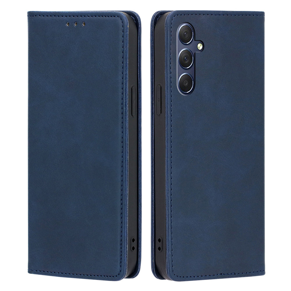 Uniqkart for Samsung Galaxy M54 5G / F54 5G Calf Texture Leather Cover Stand Wallet Phone Case - Sapphire