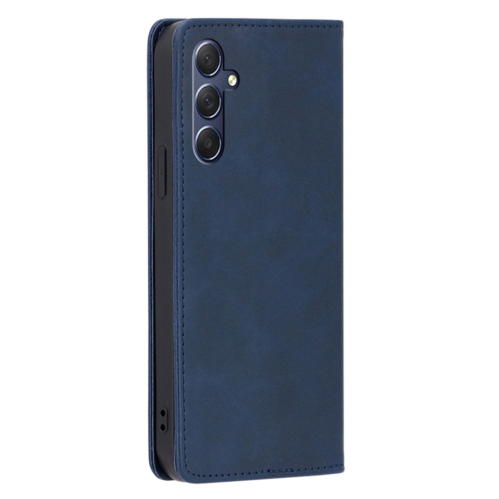 Uniqkart for Samsung Galaxy M54 5G / F54 5G Calf Texture Leather Cover Stand Wallet Phone Case - Sapphire