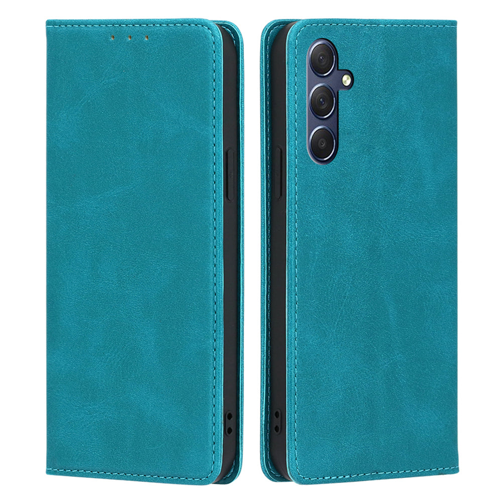 Uniqkart for Samsung Galaxy M54 5G / F54 5G Calf Texture Leather Cover Stand Wallet Phone Case - Baby Blue