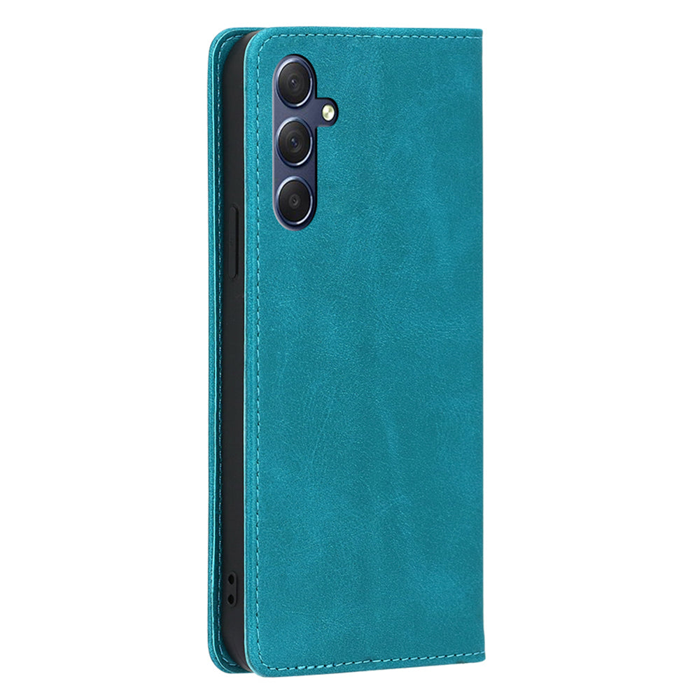 Uniqkart for Samsung Galaxy M54 5G / F54 5G Calf Texture Leather Cover Stand Wallet Phone Case - Baby Blue