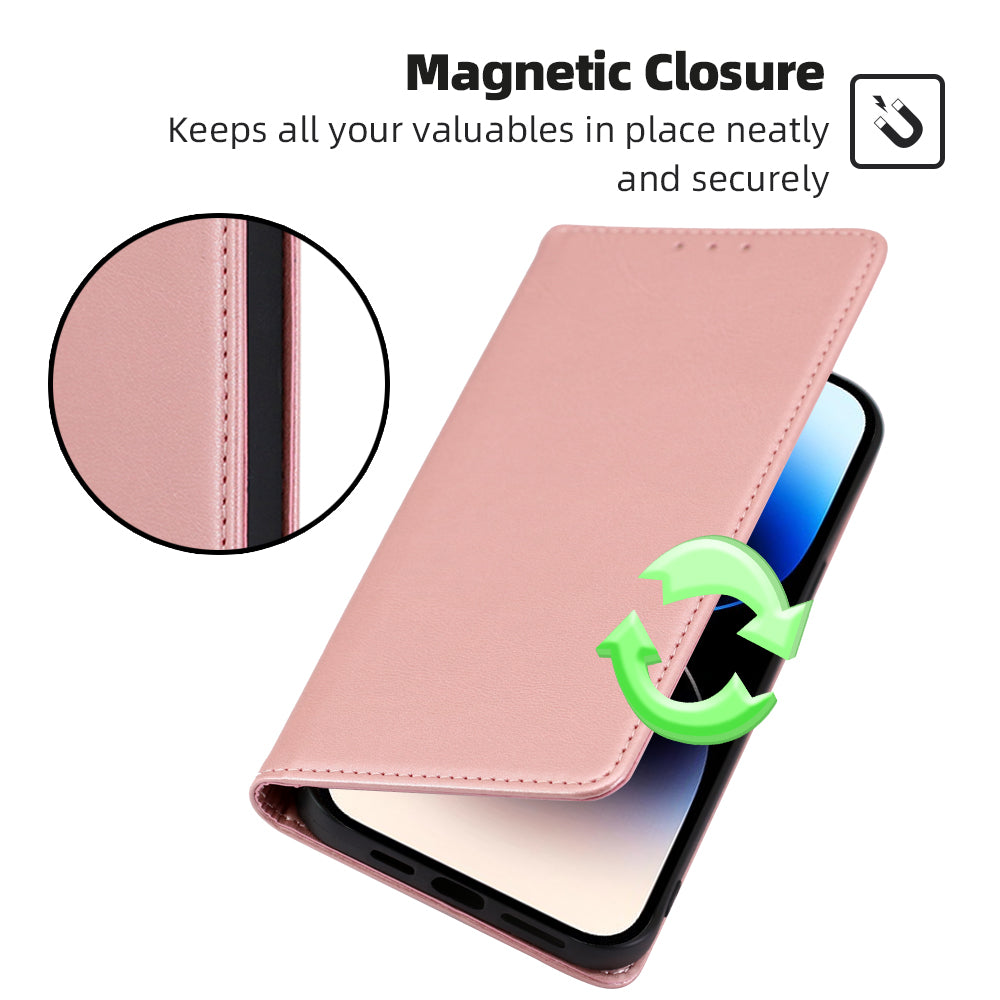 Uniqkart for Samsung Galaxy M54 5G / F54 5G Calf Texture Leather Cover Stand Wallet Phone Case - Rose Gold