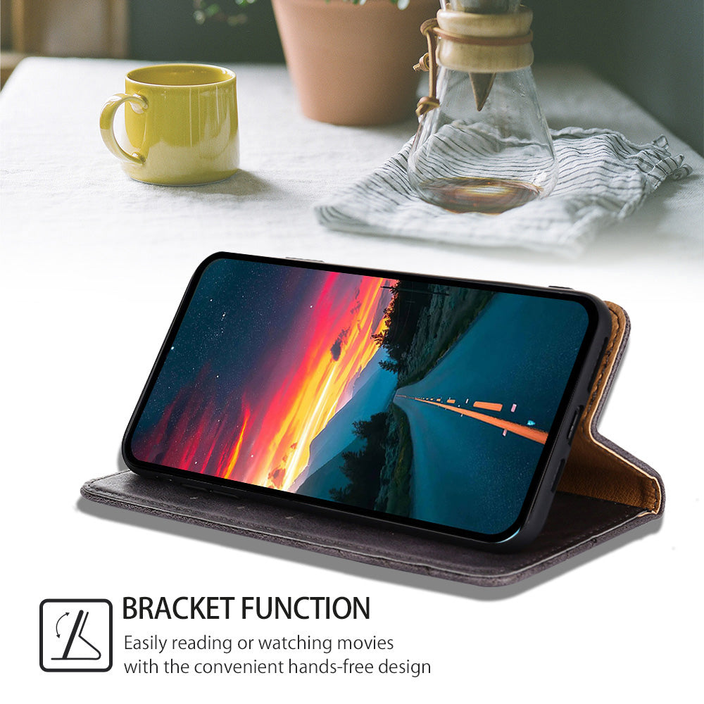Uniqkart for Samsung Galaxy M54 / F54 5G Leather Wallet Stand Shell Triangle Stitching Line Phone Case - Grey