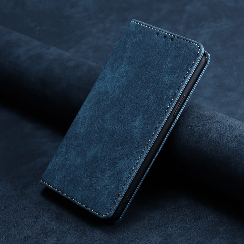 Uniqkart for Samsung Galaxy M54 5G / F54 5G RFID Blocking Wallet Phone Case Leather Stand Anti-drop Cover - Blue