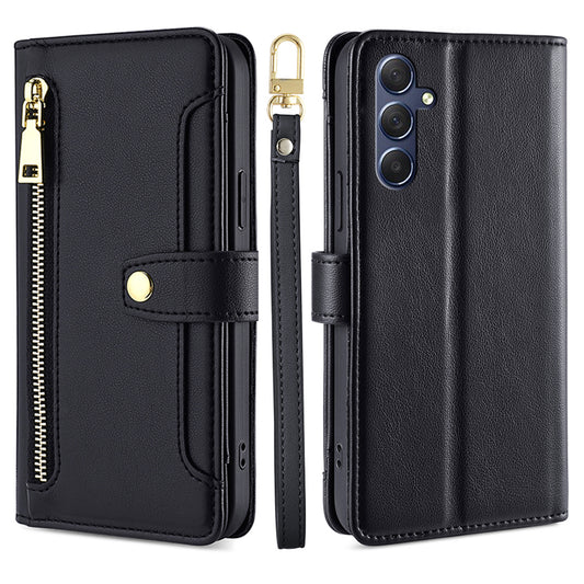 Uniqkart for Samsung Galaxy M54 5G / F54 5G Folio Flip Stand Wallet Case Zipper Pocket PU Leather Phone Cover - Black