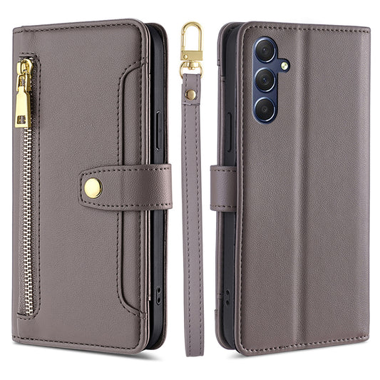 Uniqkart for Samsung Galaxy M54 5G / F54 5G Folio Flip Stand Wallet Case Zipper Pocket PU Leather Phone Cover - Grey