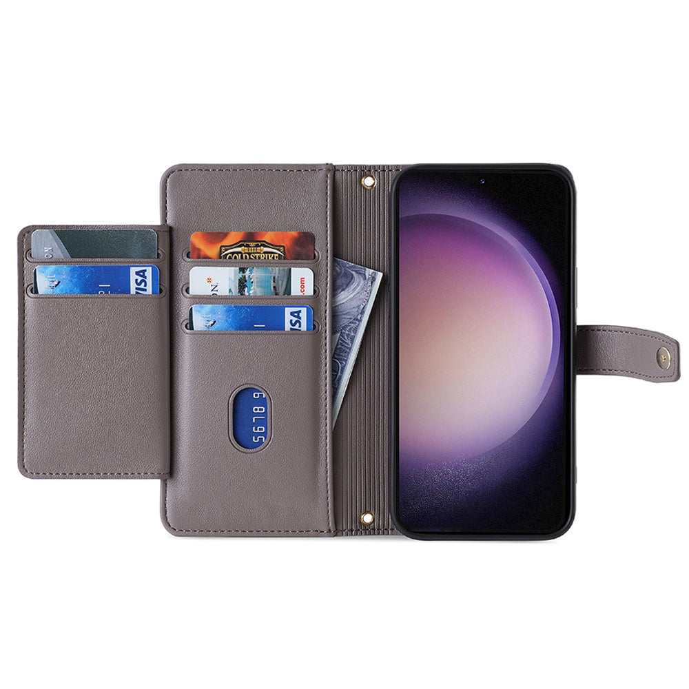 Uniqkart for Samsung Galaxy M54 5G / F54 5G Folio Flip Stand Wallet Case Zipper Pocket PU Leather Phone Cover - Grey