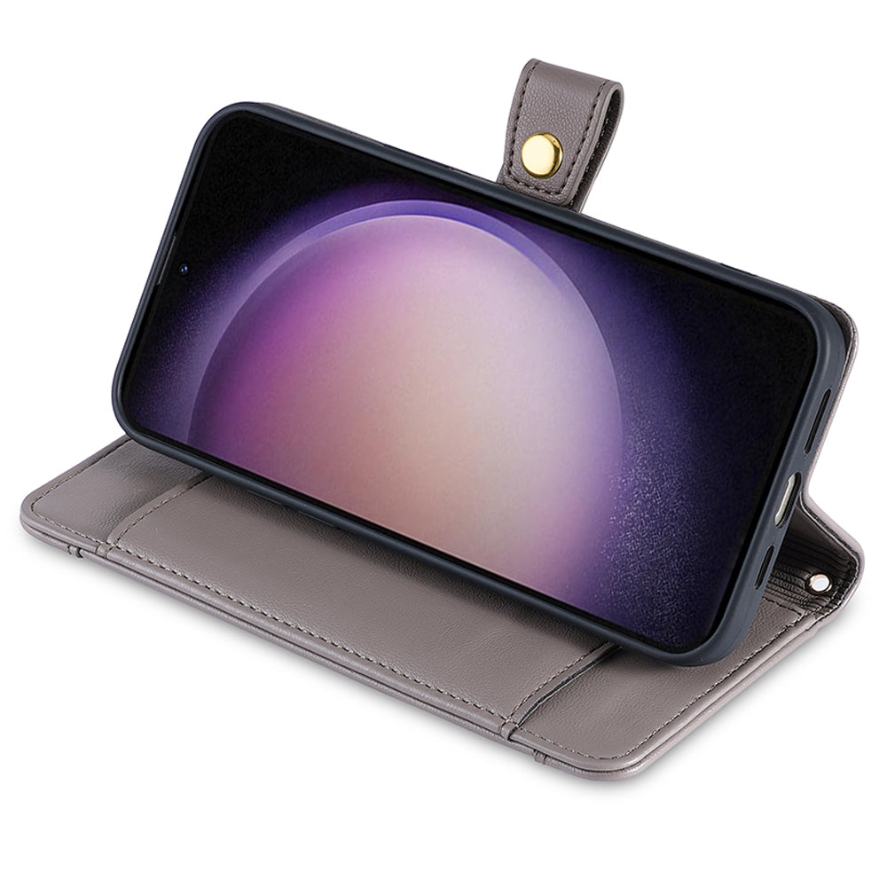 Uniqkart for Samsung Galaxy M54 5G / F54 5G Folio Flip Stand Wallet Case Zipper Pocket PU Leather Phone Cover - Grey