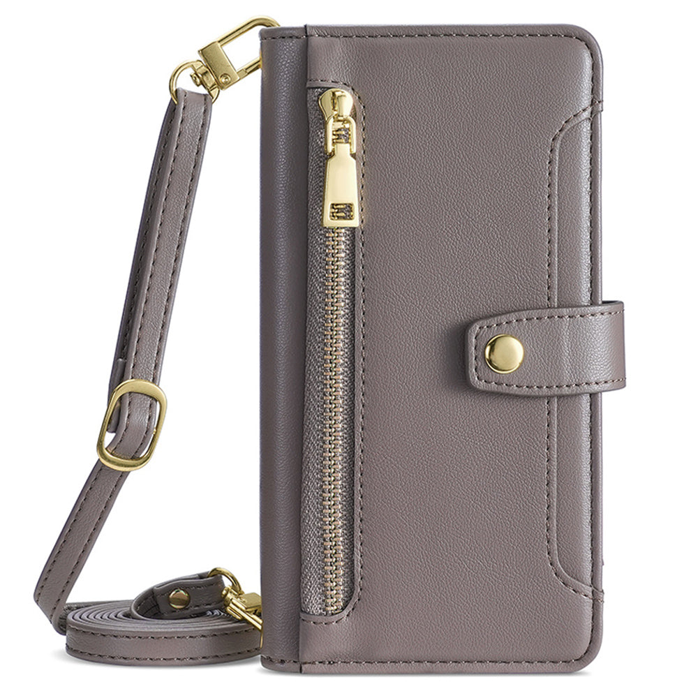 Uniqkart for Samsung Galaxy M54 5G / F54 5G Folio Flip Stand Wallet Case Zipper Pocket PU Leather Phone Cover - Grey