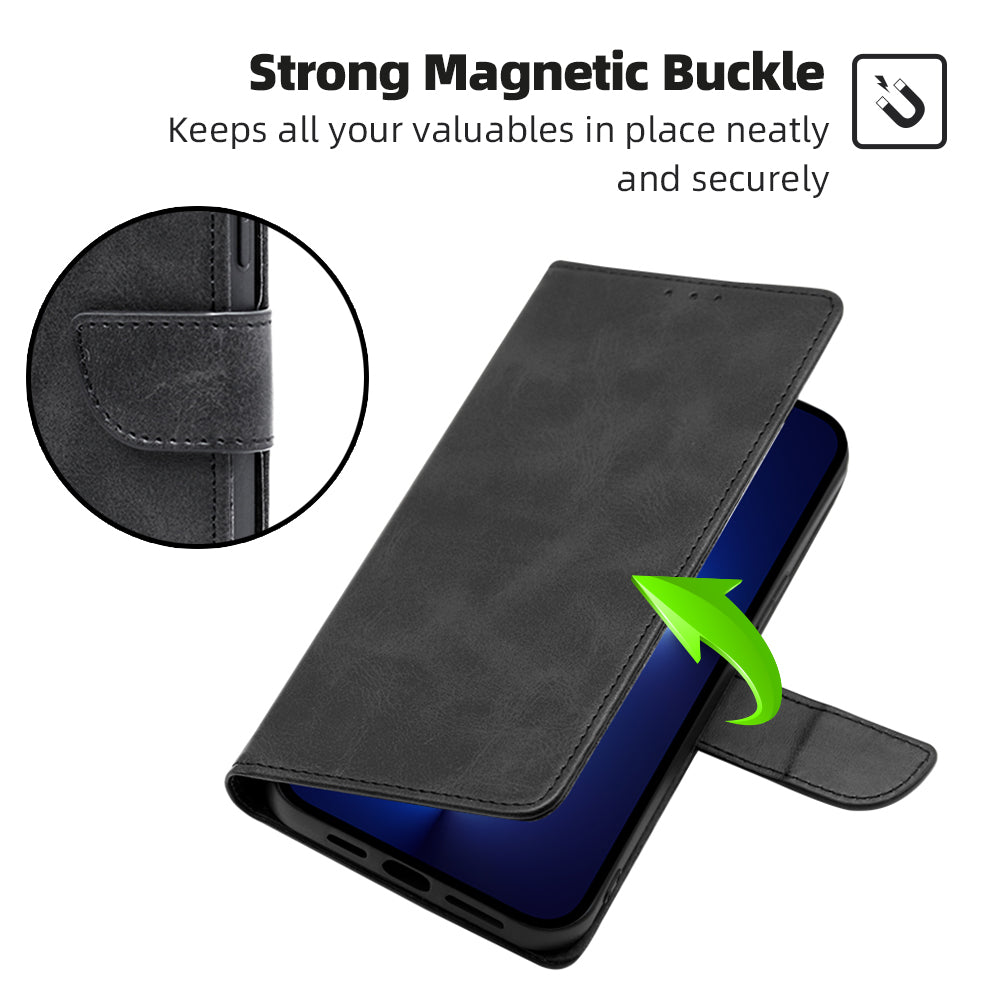 Uniqkart for Samsung Galaxy M54 / F54 5G Calf Texture Wallet Phone Case PU Leather Stand Cover - Black