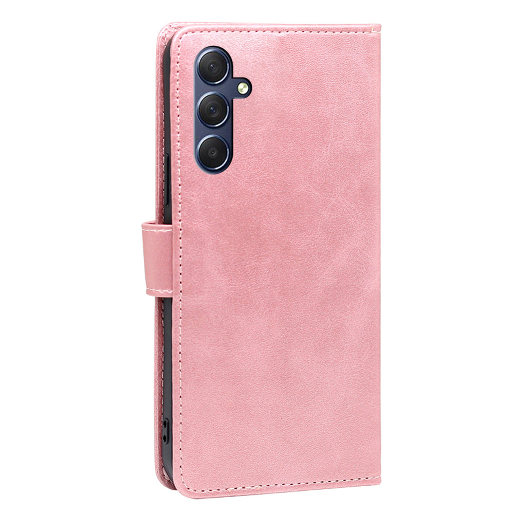 Uniqkart for Samsung Galaxy M54 / F54 5G Calf Texture Wallet Phone Case PU Leather Stand Cover - Rose Gold