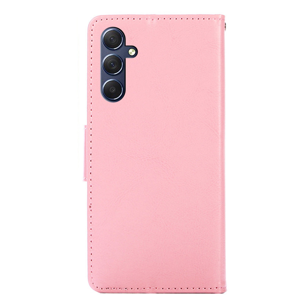 Uniqkart for Samsung Galaxy M54 5G / F54 5G Phone Case Textured Wallet Stand Strong Magnetic Closure PU Leather Cover - Pink