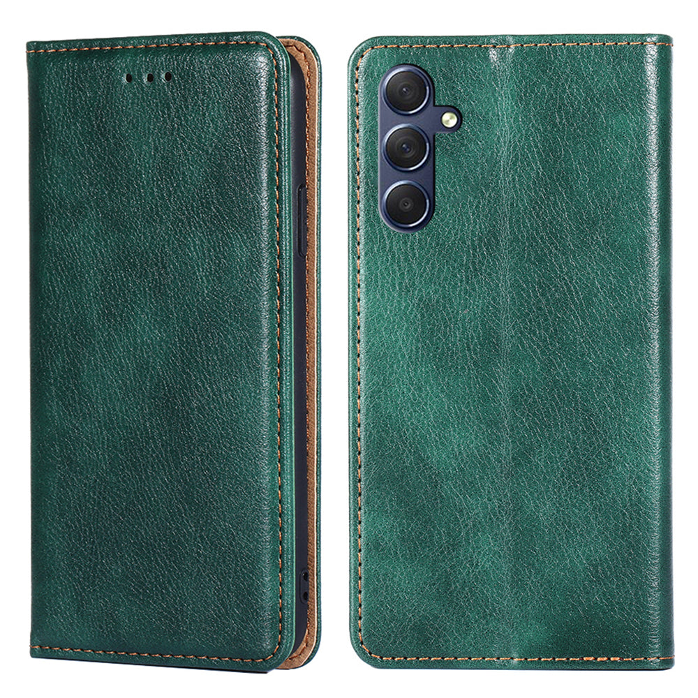 Uniqkart for Samsung Galaxy M54 / F54 5G Magnetic Closing Phone Case PU Leather Stand Wallet Cover - Green