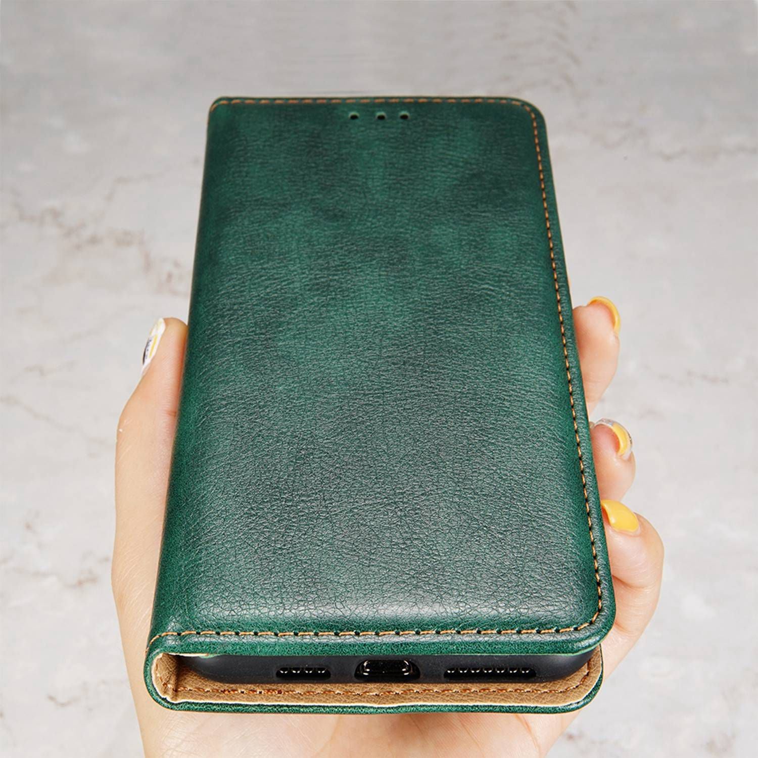 Uniqkart for Samsung Galaxy M54 / F54 5G Magnetic Closing Phone Case PU Leather Stand Wallet Cover - Green