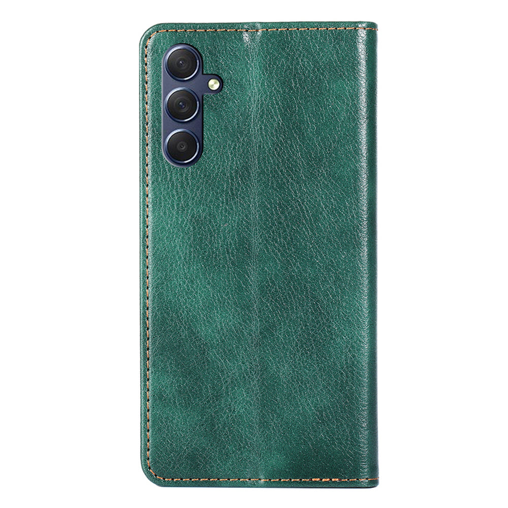 Uniqkart for Samsung Galaxy M54 / F54 5G Magnetic Closing Phone Case PU Leather Stand Wallet Cover - Green