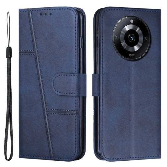 Uniqkart for Realme 11 Pro 5G / 11 Pro+ 5G Smartphone Case PU Leather Magnetic Clasp Wallet Stand Cover - Sapphire