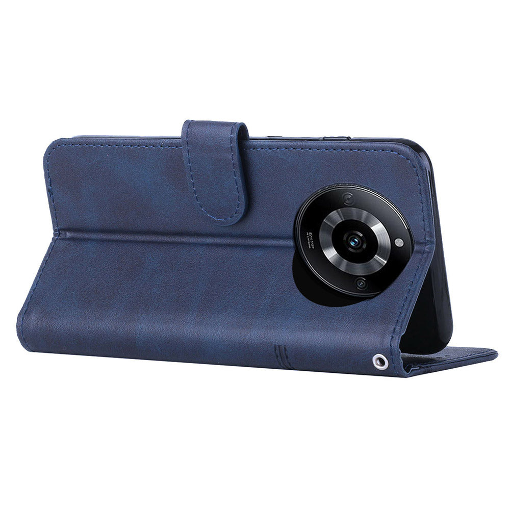 Uniqkart for Realme 11 Pro 5G / 11 Pro+ 5G Smartphone Case PU Leather Magnetic Clasp Wallet Stand Cover - Sapphire