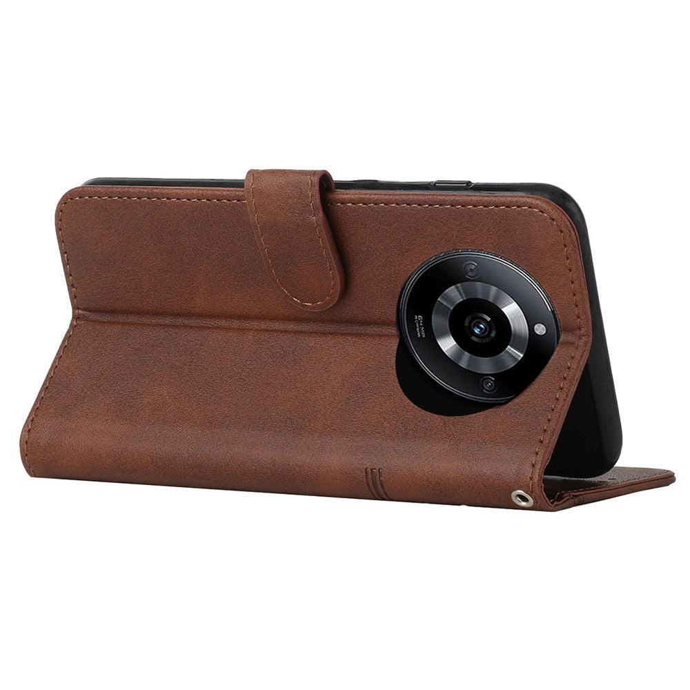 Uniqkart for Realme 11 Pro 5G / 11 Pro+ 5G Smartphone Case PU Leather Magnetic Clasp Wallet Stand Cover - Brown